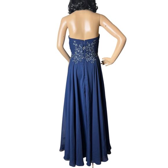 Alyn Rose Designs sweetheard strapless navy embellished pleated gown size 6 - Picture 11 of 17